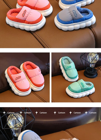Children Winter Slippers - Waterproof Kids Cotton Slippers | Warm Woolen Home Shoes
