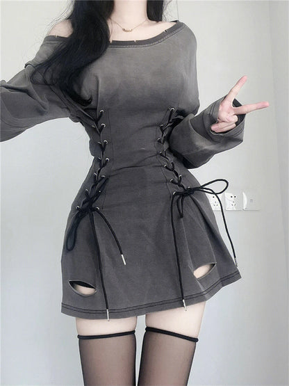Goth Corset Dress - Fairycore Grunge Bandage Slim Fit Summer Mini Dress