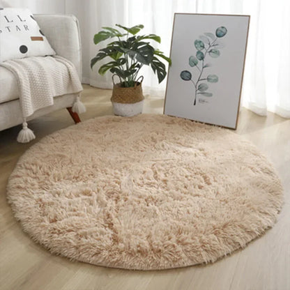 Plush Round Rug – Soft Area Carpet | Fluffy White Rug for Living Room