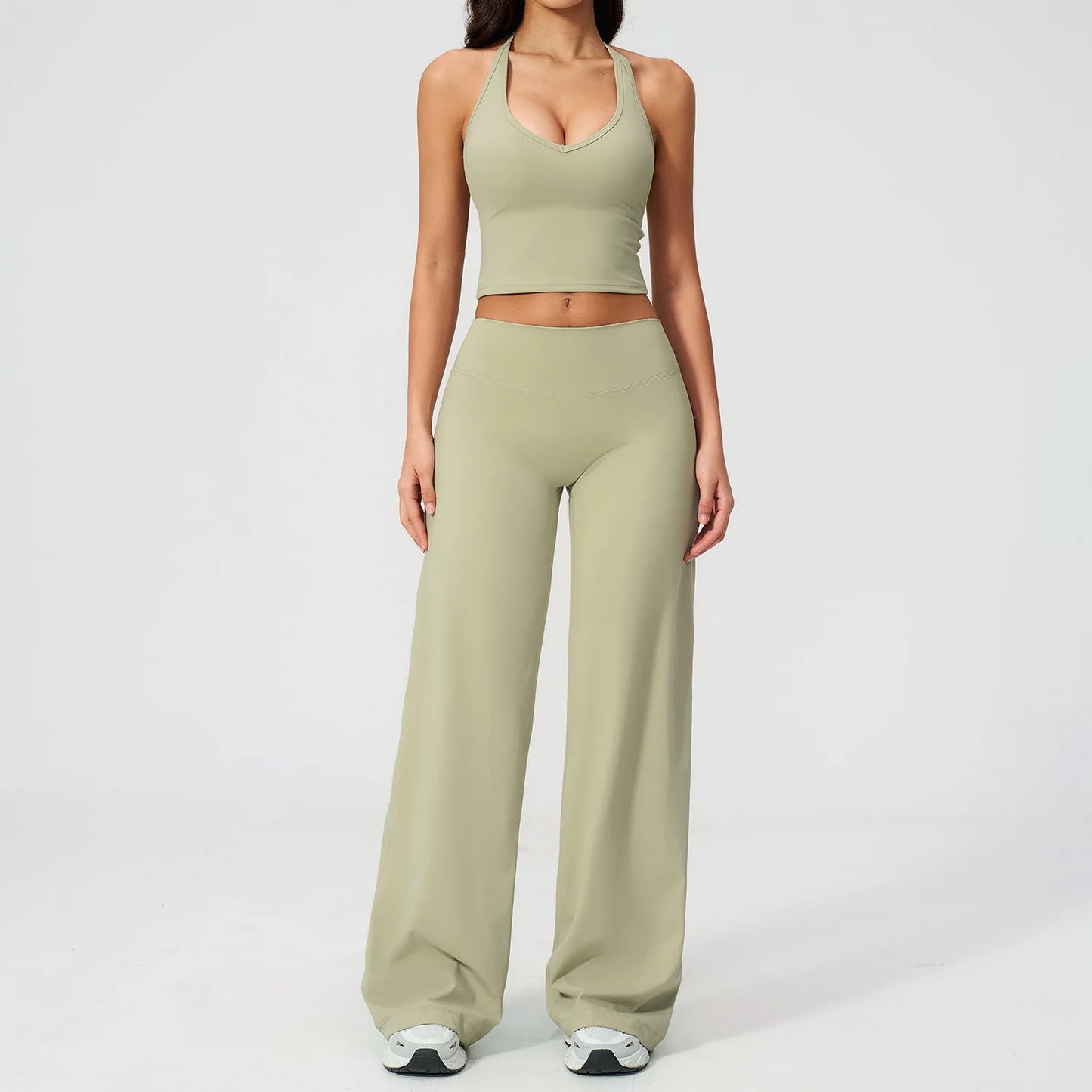 Women's Fitness Set Gym Tracksuit Breathable Sports Bra Flared Trousers Suit Workout Clothing Sportswear Female Athletic Wear
