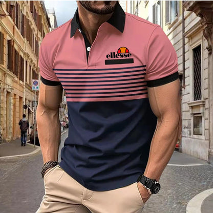 Men's Short-sleeved Polo Shirt Casual 3D Printed Design Stripes Pattern Summer men Polyester Sports Polo Shirt Men's Clothing