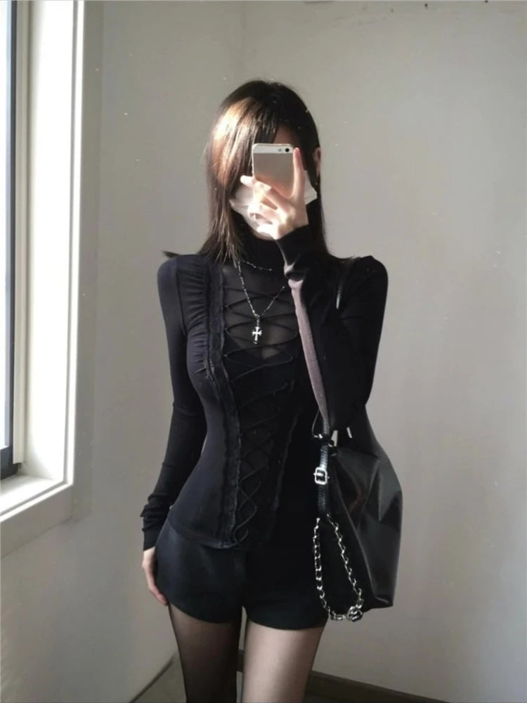 2026 Korean Punk Subculture Print Short Sleeve T-shirts Y2K Harajuku Gothic Loose Tees Streetwear Retro 2000s Vintage Women Tops