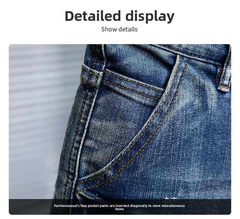 Men's Denim Shorts - Multi-Pocket Cargo Summer Jeans | Loose Fit, Midweight Fabric
