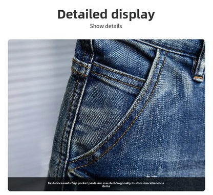 Men's Denim Shorts - Multi-Pocket Cargo Summer Jeans | Loose Fit, Midweight Fabric