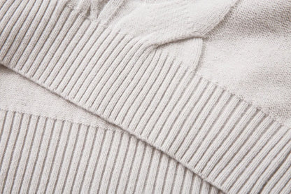 Solid Color Jacquard Sweater Mens Autumn Winter Casual Loose Half Zipper Long Sleeve Sweater Man