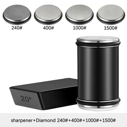 Rolling Knife Sharpener | Double Sided Diamond Sharpening Stone with Magnetic Angle