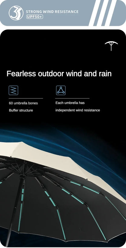 Stormproof Windproof Automatic Folding Rain Umbrella for Men, Large Strong Reinforced 288 Bone, Sun UV UPF50+ Parasol