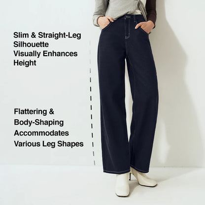 Semir Jeans Women Wide Leg Fleece Lined Comfortable High Waist Winter 2025 New Floor-Length Pants with Leg-Elongating Effect