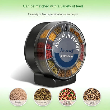 Automatic Fish Feeder｜Dual Moisture-Proof Bins｜100ml Capacity｜Precise Timing｜Anti-Jam Multi-Feed Compatible｜Easy to Clean