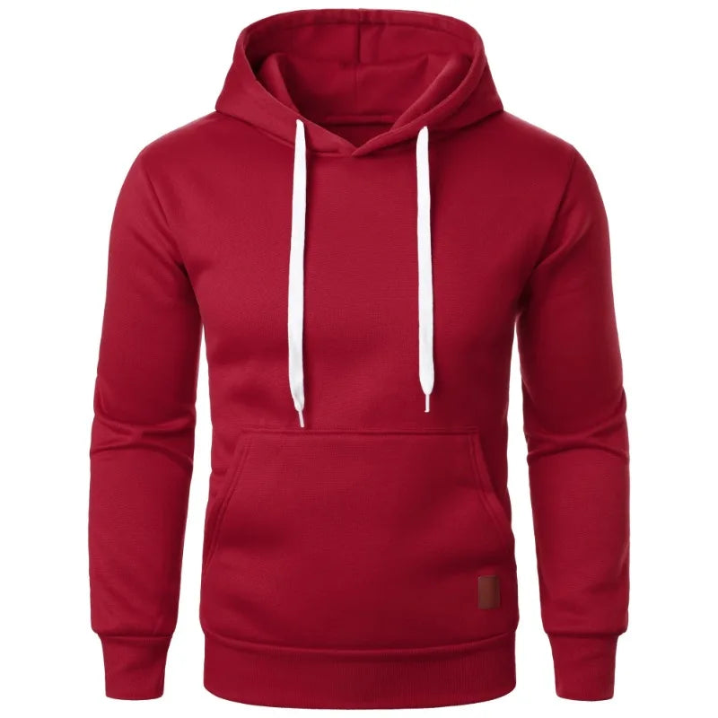Mens Casual Hooded Collar Drawstring Hoodies Sweatshirts Long Sleeve Shirts Outdoor Streetwear Solid Color Lightweight Pullover
