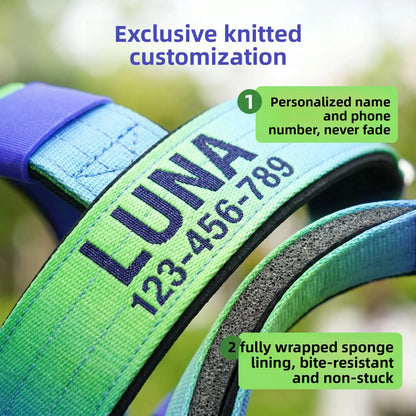 Custom Dog Harness Personalized Name Phone Gradient Knitted No Pull Adjustable Pet Vest for Small Large Dogs