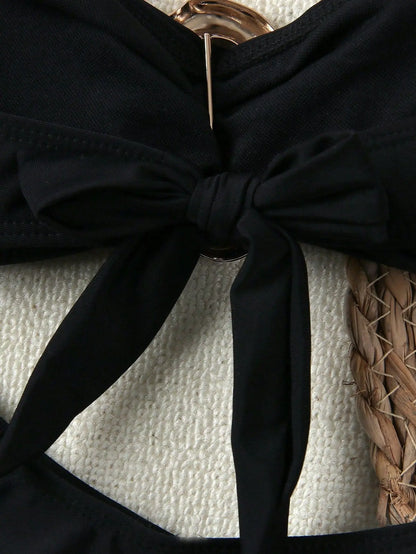Bandeau Push-Up Bikini - Sexy Two Piece Swimsuit with Brazilian Thong & Button Detail
