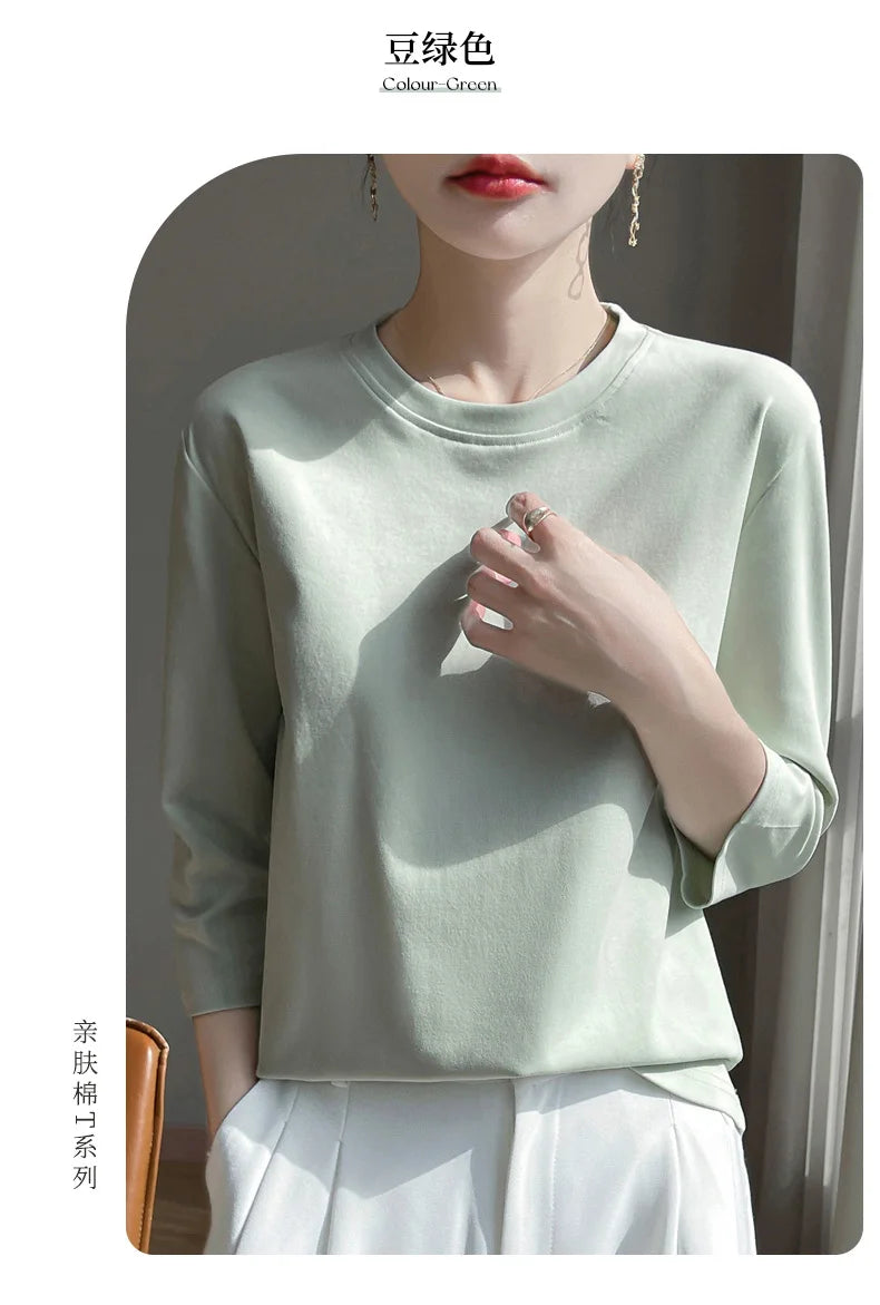 Cropped Mercerized Cotton T-Shirt - 100 Cotton Short Sleeve for Spring  Summer 2023