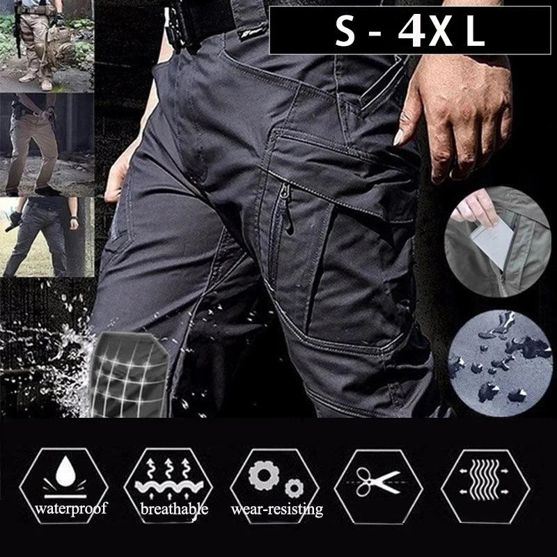 New Work Tactical Pants Men Casual Cargo Trousers Summer Multi-pocket Waterproof Pant Workwear Hiking Training Trousers Male