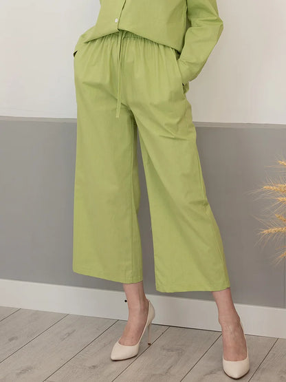 Streamgirl Linen Pants Sets For Women Summer Suits Pink Two Piece Trouser Women's Suit Sets Linen Shirt Set Oversize Outfit Suit
