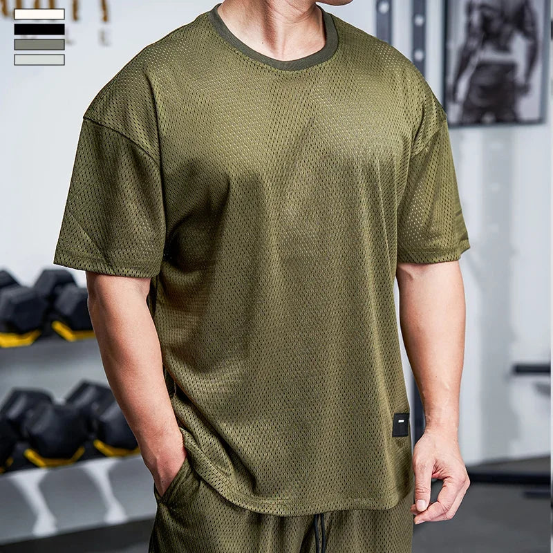 Men Gym Muscle Shirt - Quick Dry Workout Tee, Loose Fit Running & Training Top