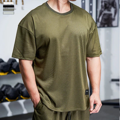 Men Gym Muscle Shirt - Quick Dry Workout Tee, Loose Fit Running & Training Top