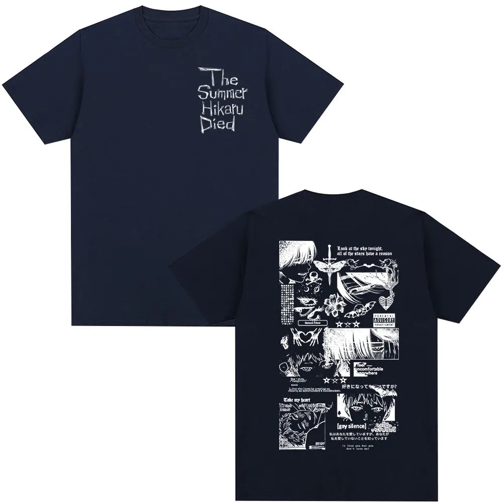 Anime The Summer Hikaru Died Hikaru Yoshiki Manga Short Sleeve T-shirts Men Women Fashion Cotton Casual Oversized T Shirt Couple