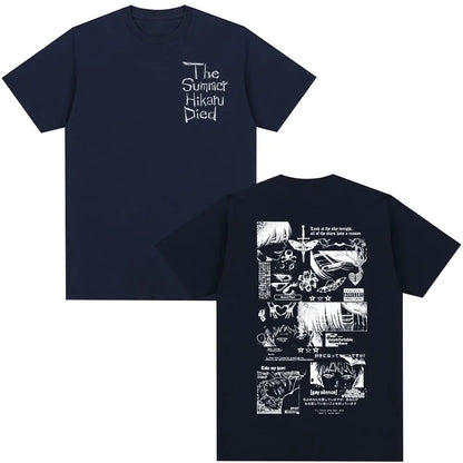 Anime The Summer Hikaru Died Hikaru Yoshiki Manga Short Sleeve T-shirts Men Women Fashion Cotton Casual Oversized T Shirt Couple
