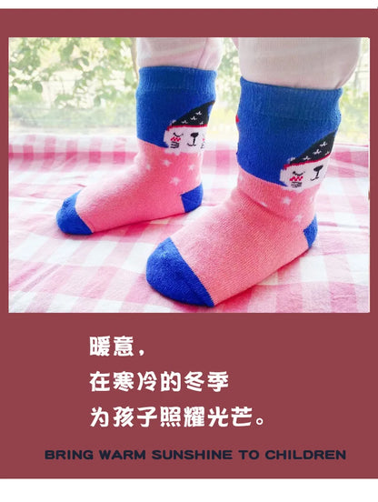 5 Pairs/Lot Kids Scoks Autumn Winter Kids Warm Thicken Cotton Socks Unisex Boys Girls Cute Cartoon Animal Socks