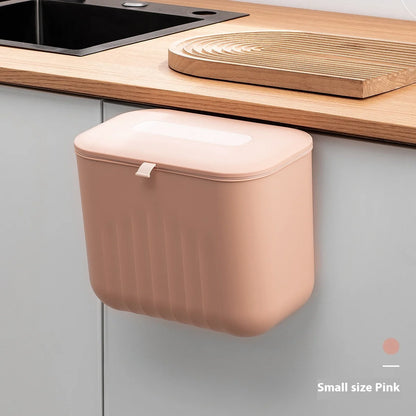 Wall-Mounted Trash Bin with Silicone Handle - Two-Way Opening Lid PP Storage Tube