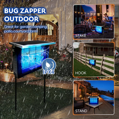 Powerful Solar Bug Zapper Outdoor for 2000 sq.ft, Poartable Rechargeable Mosquito Zapper with High Powered