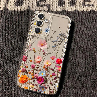 Cute Flower Clear Case For Samsung Galaxy A56 5G A57 A36 S26 S25 Ultra S24 FE S23 Case A37 A55 A54 A26 A07 A17 Shockproof Cover