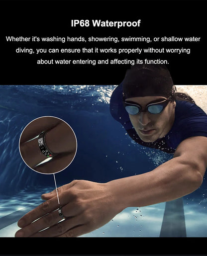 Fitness Sleep Smart Ring LED Display Screen Heart Rate Blood Oxygen Monitoring Outdoor Sports Modes IP68 & 5ATM Waterproof Ring