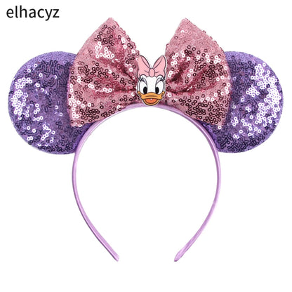 Mickey Mouse Ears Headband - Sequin Hair Bow for Halloween Festival and Cosplay