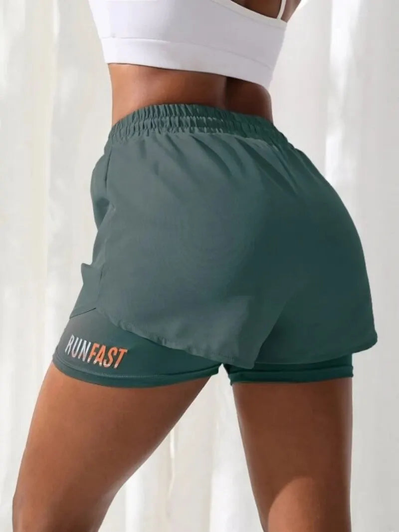 Women's High Rise Yoga Shorts - Elastic Waistband, Breathable Running Shorts