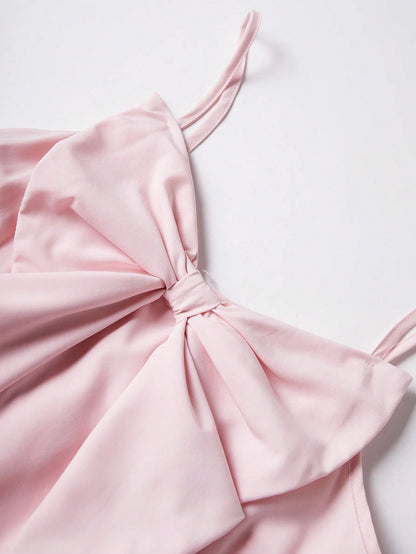 Women's Ruffle Suspender Dress – Three-Layer Bow Strap Dress