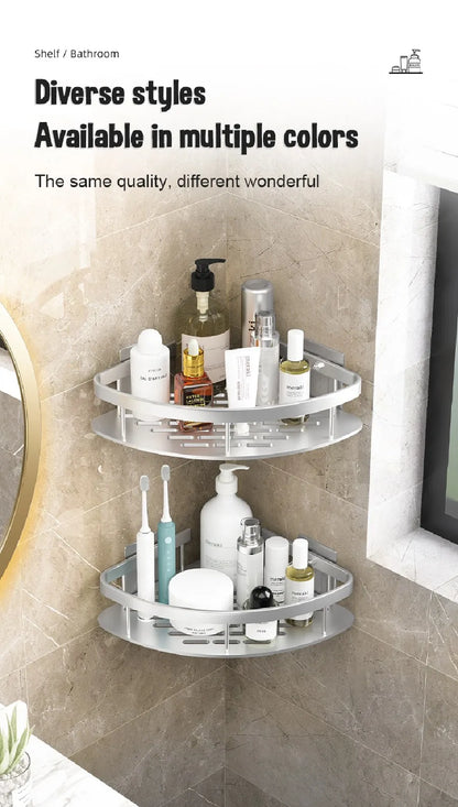 Wall-Mounted Bathroom Corner Shelf - Non-Perforated Shower Storage Organizer