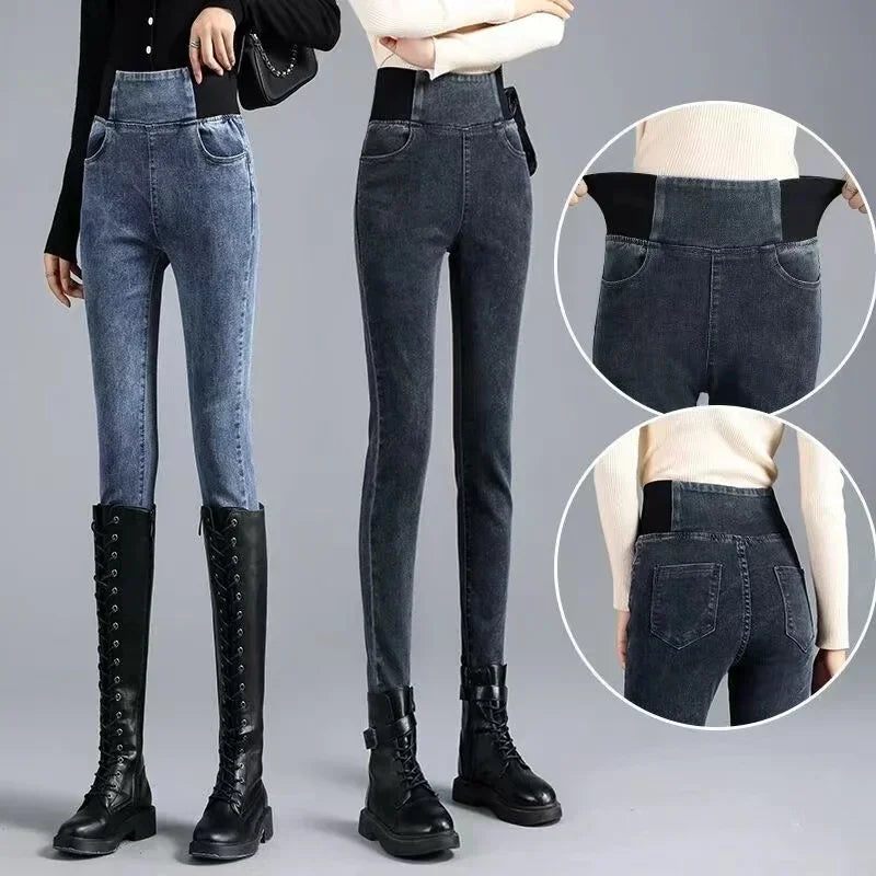 New Elastic Waist Skinny Jeans Women Spring Slim Stretch Denim Pants Vintage Pencil Vaqueros Mom Pantalones De Mujer PTKPCC