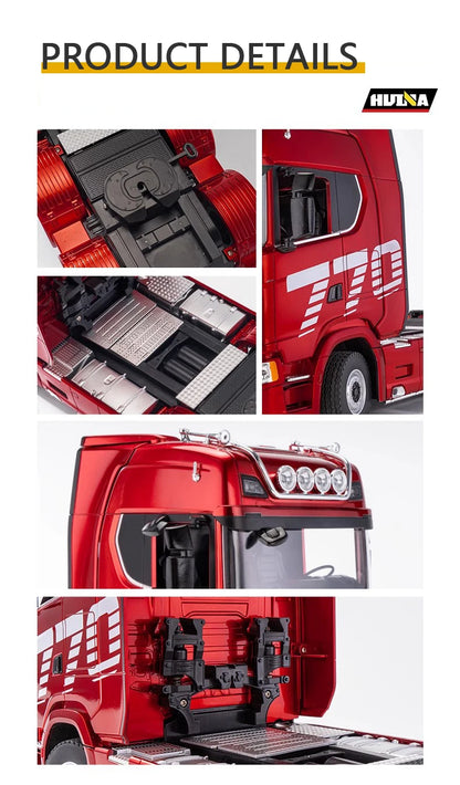 HUINA 1501 770S RC Tractor Truck - 118 Scale Alloy Engineering Vehicle with Lights and Sounds - ZOOMNSTORE
