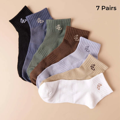 7/14 Pairs Men's Crew Socks Ankle Socks, Multi-Color, Trendy and Stylish, Comfortable, Breathable, Moisture-Absorbing
