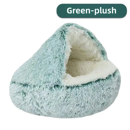 Autumn and Winter soft plush pet bed and pet bed Winter warm and cold plush comforter nest Shell cat nest semi-enclosed cat nest