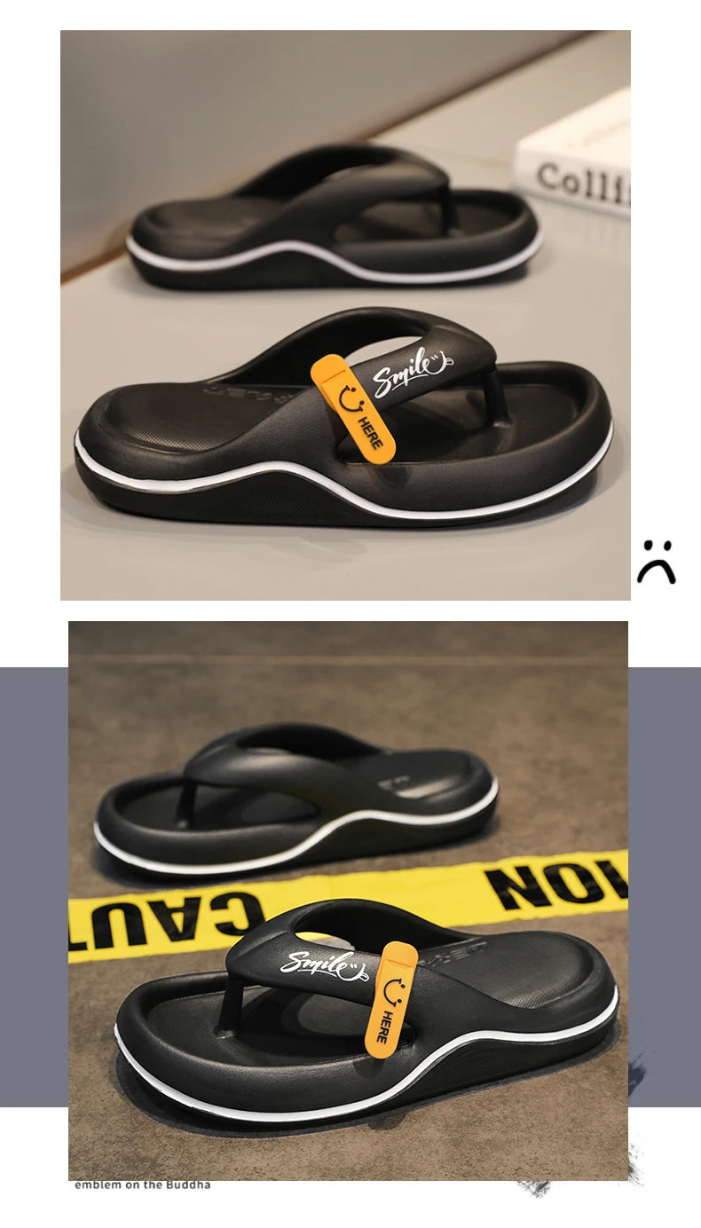 New Man Women Slippers Flip Flops Indoor Outdoor Beach Sandals Super Soft Bottom Slides Non-slip Thick Soled Men Slippers