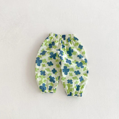 Casual Loose Trousers Full Print Pants Outer Wear New Design Pants Boys And Girls Lovely Versatile Trousers  Summer Clothes