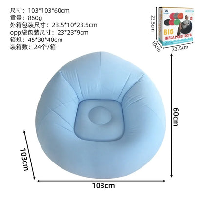Inflatable Lazy Sofa U-shaped Flocking with Armrests, Backrest Seat Outdoor Pvc Indoor Portable Single Inflatable Sofa