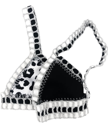 Reversible Crochet Bikini - Leopard Print Two Piece Swimwear Set | Luxury Poolside Suit