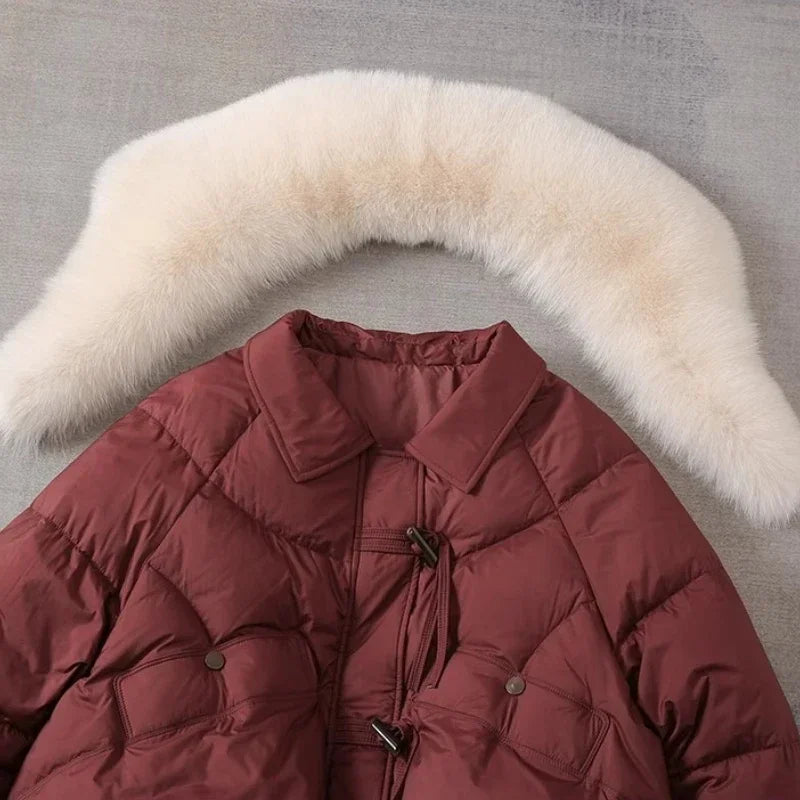 2026 Winter Thicke Warm Women's Parkas Removable Fur Collar Bread Coat Loose Chic Down Cotton Padded Casual New Coat Outwear