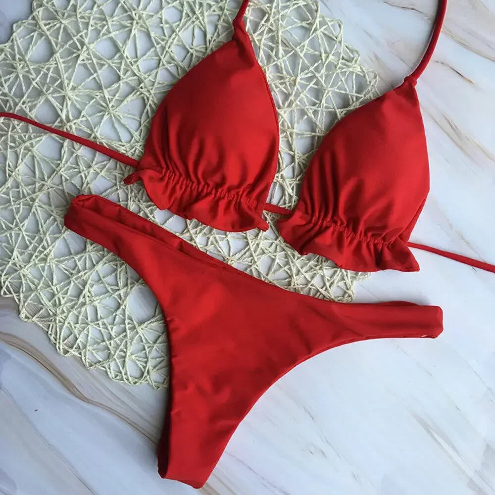 Brazilian Bikini Set - Sexy Two Piece Swimsuit With Push-Up Bandage Top