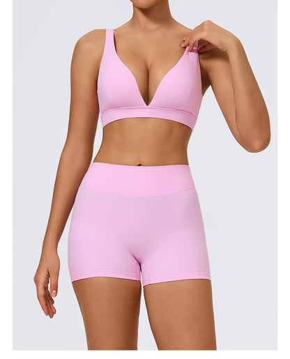 Hearuisavy Summer 2Pcs Women Sports Suit High Impact Push-Up Sports Bra Gym Yoga Tops Underwear High Waist Stretch Fitness Pants