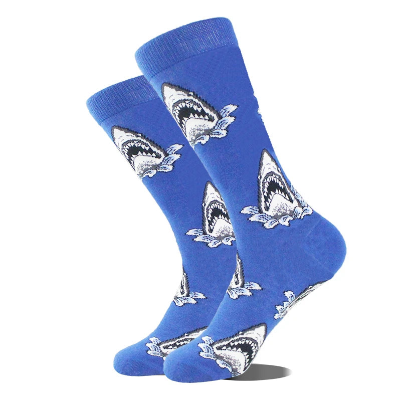 Funny Alien Shark Cotton Socks - Unisex Novelty Crew Socks