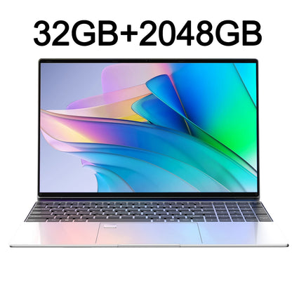 15.6 Inch Portable Laptop - Intel 6500Y Slim Gaming Notebook with 32GB RAM, 2TB SSD, Windows 11