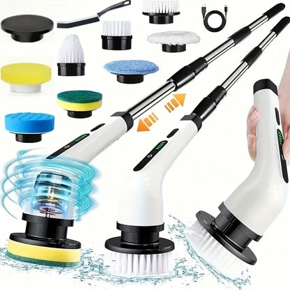 9 In 1 Electric Spin Scrubber Cordless Waterproof Cleaning Brush Multifunctional Tile Floor Tub Bathroom Kitchen Household Tool