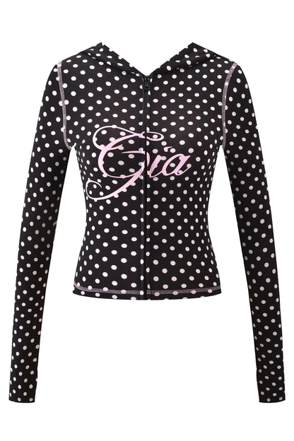 Gia neon pink regular shoulder slim-fit letter print topstitching design slim-fit hooded zip-up short jacket and pants set