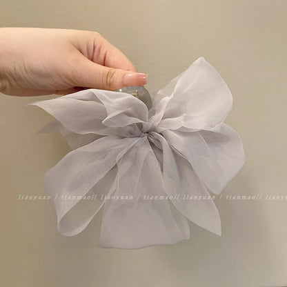 Elegant Mesh Bow Grip Clip for Girls Ponytail Braid Hair Claw Clip Stylish Hair Accessory Gift for Ladies  заколка зажим
