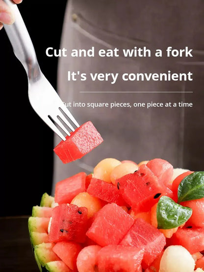 2-in-1 Watermelon Slicer & Fork – Stainless Steel Fruit Cutter