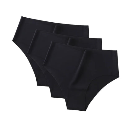 3Pcs/Set Ice Silk Panties Women High Waist Seamless Briefs Breathable Invisible Underwear Soft Stretch Sexy Lingerie XS-XL Panty
